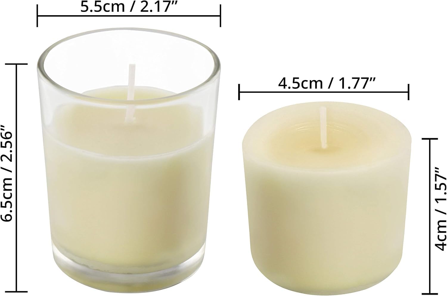 Belle Vous Votivkerze ohne Duft mit Kerzenhalter aus transparentem Glas (24 Stück) – 12 Stunden Brenndauer – Tischkerze mit Glas – ideal für Hochzeiten, Spas, Aromatherapie und Dekoration 3