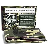 Camouflage Emergency Mylar Blankets (4-Pack) – Perfect for Outdoor Camping, Hiking, Survivalist, Shelters, Preppers, Hunting, First Aid Kit