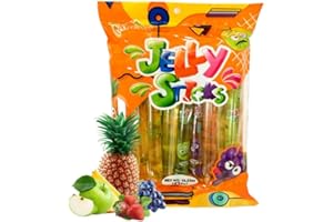 Apexy Jelly Straws, Fruit Jelly Filled Strips, Assorted Fruit Jelly Sticks, 15.23oz (432g)