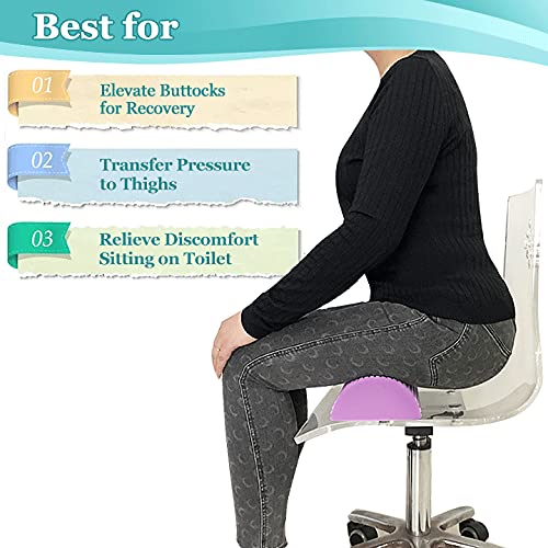 AOSSA BBL Pillow Toilet Riser, Toilet Seat Cushion for Brazilian Butt Lift Recovery, Toilet Riser Butt Pillows for Sitting Booty Pillow, BBL Post Surgery Foam Chair Seat Support Pad (Purple)
