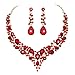 Youfir Bridal Austrian Crystal Necklace and Earrings Jewelry Set Gifts fit with Wedding Dress(Red)