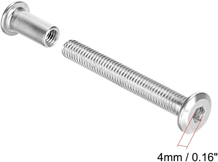 sourcing map Screw Post Fit for 5/16"(8mm) Hole Dia, Male M6x40mm Belt Buckle Binding Bolts Leather Fastener Stainless Steel 5 Sets - Image 4