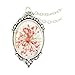 FM FM42 Vintage Style Red Dried Flowers Encased in Simulated Resin Oval Pendant Necklace FN2037