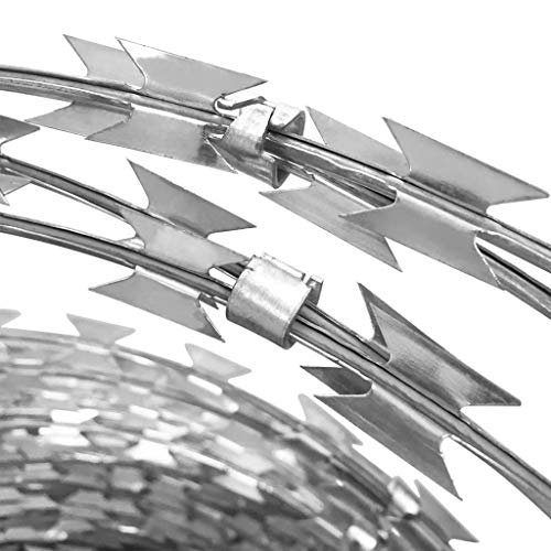 Heitamy Razor Wire, Razor Wire Galvanised Barbed Wire Razor Ribbon Barbed Wire Steel Galvanised Steel (100m)