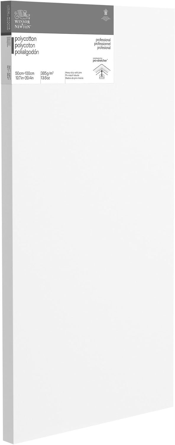 Winsor & Newton 6206058 Professional Stretcher Frame Deep Edge Polycotton 385 g/m² Triple Primed Medium Grain Ideal for Oil and Acrylic Paints 50 x 100 cm