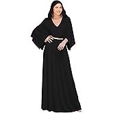KOH KOH Womens 2026 Long Elegant V-Neck Batwing Sleeve Cocktail Kaftan Maxi Dress
