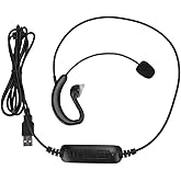 fosa1 Ear Hook Type Headset, USB Single Wire Headphone Computer Ear Hook Earpiece Support One Key Mute Volume Adjustment Suitable for Desktop Computer Laptop