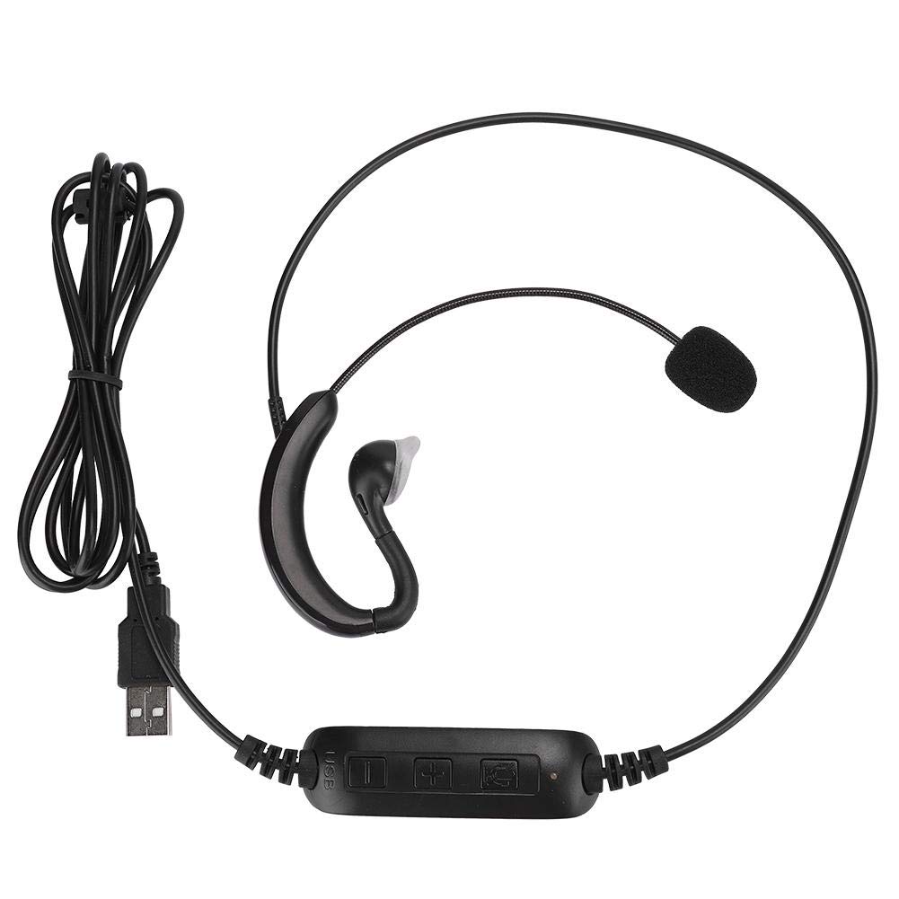 Hopcd Ear-Hook Headset,USB Headphone Support One-Key Mute Suitable for Online Game/Skype/QQ/MSN for Desktop Computers/Notebooks