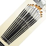 9 Pieces Artist Paint Brushes Nylon Angled Flat