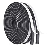 Weather Strip-2 Rolls, 1/2 Inch Wide X 1/4 Inch Thick Foam Seal Tape High Density Weatherstripping Self Adhesive Door Insulation Foam Rubber Seal Strip Total 26 Feet Long(13ft x 2 Rolls)