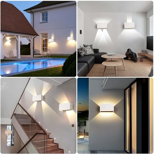 2 x 25 W LED Outdoor / Indoor Wall Light IP65 Waterproof Modern Aluminium White 4000 K Natural White Outdoor Wall Light Adjustable Light Angle