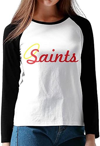 Saints Logo Black Nerd Raglan Sleeves Tshirts