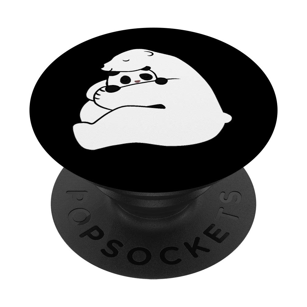 Polar Bear Mama Hugging a Cute Panda Bear PopSockets Grip and Stand for Phones and Tablets