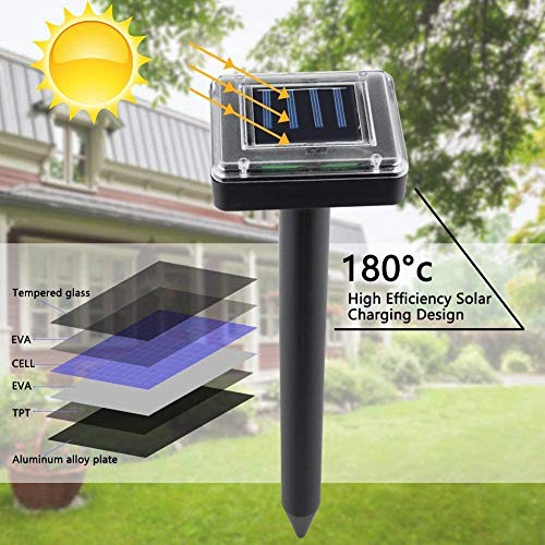 [2 Stück] Solar Maulwurfschreck, Ultrasonic Solar Maulwurfabwehr, IP56 Wasserdicht Wühlmausschreck, Mole Repellent, Maulwurfbekämpfung, Tiervertreiber Schädlingsbekämpfung für Den Garten