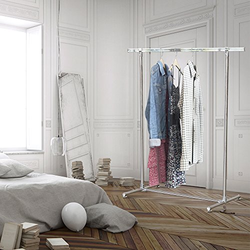 KARMAS PRODUCT Heavy Duty Stainless Steel Clothing Garment Rack Single Rail Free Standing Hanging Rack,Aluminium Alloy