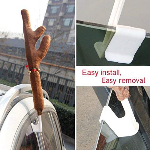 Holoras Christmas Car Reindeer Antlers and Nose Decorations Kit Vehicle Costume Plush Rudolf Red Nose Deer Antlers Auto Accessories