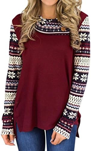 DRACLE Tops for Womens, Casual Long Sleeve Printing Sweatshirt Blouse Winter/ Fall 2017 (Red, L)