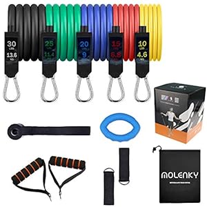 Molenky Resistance Bands Set, 12 stuks Oefenbandjes Fitness Stretch Workout Bands met Handgreepversterker…