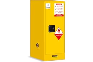 PXVWA 12 Gal Flammable Safety Cabinet, 18"x 18"x 35" Flammable Liquid Storage Cabinet with 1 Adjustable Shelves 1 Manual Doors for Industrial Use, Yellow