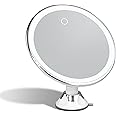 Fancii Rechargeable 10X Magnifying Makeup Mirror with 3 Light Settings - Large 8 inch Lighted Travel Vanity Mirror, Locking Suction Cup, 40pcs Dimmable LEDs, 12 Hours Battery Life - Luna 2