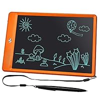 KURATU, LCD Writing Tablet 10 inch Electronic Drawing Pads for Kids, Portable Reusable Erasable Ewriter, Elder Message Board,Digital Handwriting Pad Doodle Board for School, Fridge or Office(Orange)