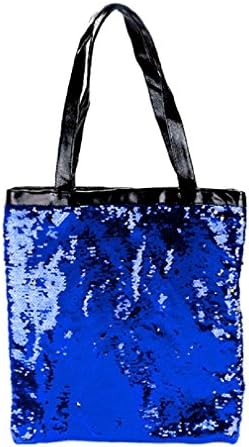 Uniklook Reversible Sequin Mermaid Zipper Closure Tote Bag 14" X 16" (blue)