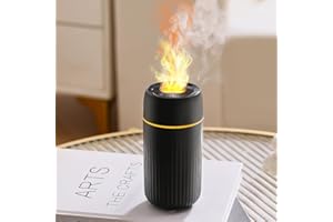 ‌7 Color LED Essential Oil Automotive Humidifier - Flame Effect, Auto Off, Ultra Quiet, 100mL Portable - Black