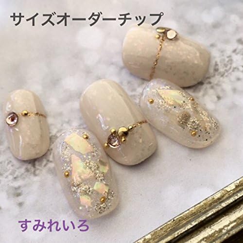 ネイルチップ 5サイズから選べます 1321シェルクラッシュアイボリーゴールドライン大人ネイル すみれいろネイル ネイルチップ 通販 Amazon