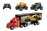 New Bright R/C S/F Hauler Set Car Carrier with Two Mini Monster Jam Trucks (Grave Digger & El Toro Loco), 22