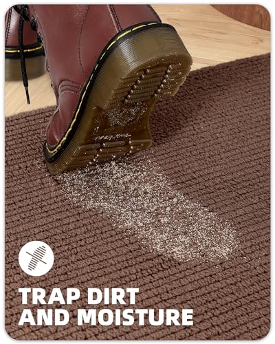 Color&Geometry Door Matts Indoor 80 x 120 cm, Indoor Door Mat Washable, Dirt Trapper Doormats Inside Non Slip, Absorbent Indoor Mats for Front Door, Barrier Mat (Dark Brown)
