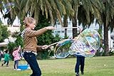 Portable Big Bubbles Kit by BUBBLES (Makes 2.6 Gallons) All Day Fun Making Extra-Large Elongated Floating Bubbles, Just Add Water & Make Bubbles, Special Looping Sticks & Smaller Wand Included!
