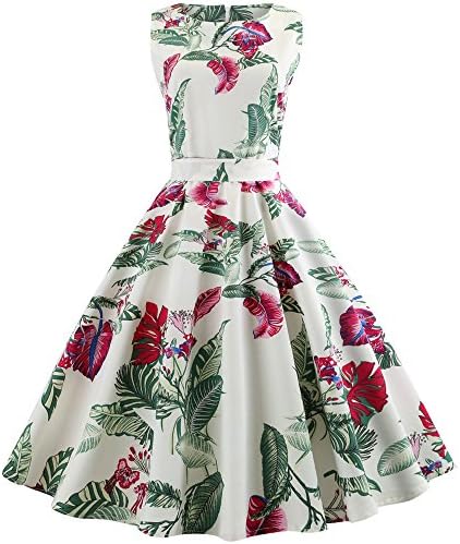 Women Dresses Godathe Women Vintage Printing Bodycon Sleeveless Halter Evening Party Prom Swing Dress S-2XL