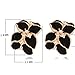 HuntGold 1 Pair Girl's Cute Gardenia Flower Crystal Rhinestone Ear Hoop Buckle Ear Stud(black)