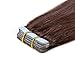 Tape In Human Hair Extensions 16 Inch 20pcs 40g/pack Slilky Straight Seamless Skin Weft Remy Hair 4# Medium Brown