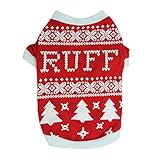 Beautyvan, Christmas Dog Puppy Dog Christmas Tree Interlock Shirt Apparel Warm Clothes (S, Red)