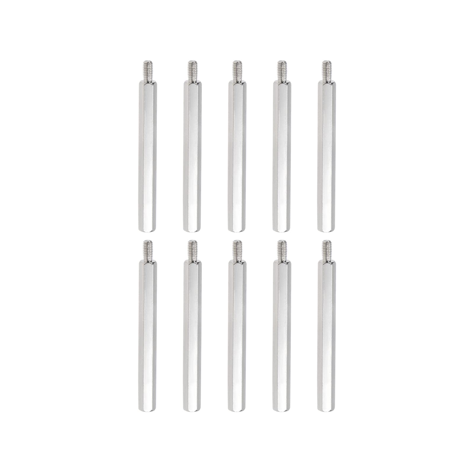 YOKIVE 10 Pcs M3 Standoff Screws, Nickel Plated Hex PCB Standoffs, Keep Height Consistent, Great for Motherboard (Silver Tone, 45mm+6mm)