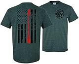 Patriot Apparel Thin Red Line Halligan Firefighter T-Shirt (X-Large, Dark Grey)