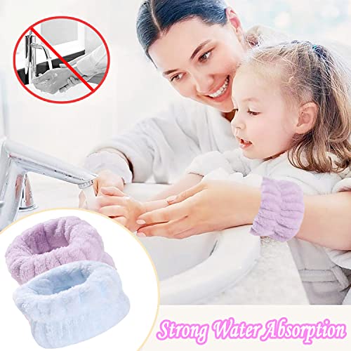 2 Pairs Wrist Towels for Washing Face, Microfiber Face Washing Wristbands Absorbent Wrist Bands for Women Prevent Water Spilling Down from Your Arms