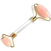 Mei Apothecary Rose Quartz Facial Roller, Authentic Face Roller for Puffiness, Depuffing Eye Roller & Face Massage Tool
