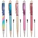Ballpoint Pens, 5 PCS Rose Gold/Blue/Purple/Pink/Rainbow Metal Pens Desk Accessories, Black Ink Bling Dynamic Liquid Diamond Pen Christmas Gifts for Women
