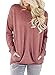 HOTAPEI Women Casual Long Sleeve Round Neck Sweatshirt Loose Shirts Womens Tunics Blouses Tops Red Large