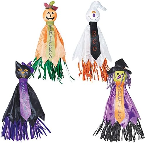 Halloween Decorations Indoor | Hanging Witch Cat Pumpkin Ghosts Decorations | 22 Inches Set of 4