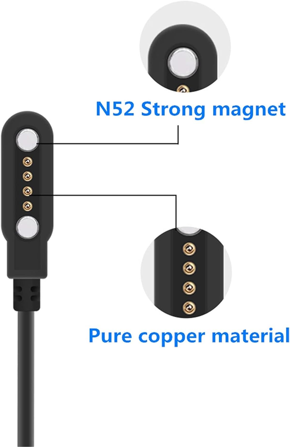 Aliwisdom [2 Pack] Universal Smart Watch Charger Magnetic 7.62mm, Smartwatch Accessories Universal 4 Pin Magnetic Replacement Charger Compatible Cable Contact pin spacing 7.5mm - 8mm