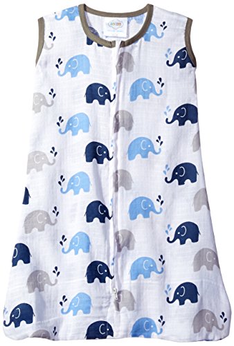 Bacati Elephants wearable blanket, Blue/Grey, Medium