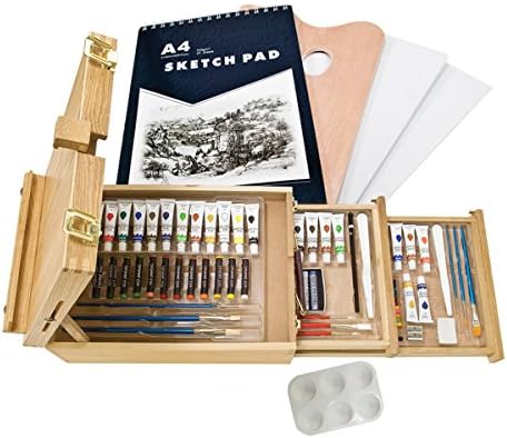 Creative Mark Fundamentals 93 Piece All Media Art Set - Deluxe Painting Set With Wooden Box Easel Mixed Media Supplies and Storage- [93 Piece Deluxe Wooden Easel Box]
