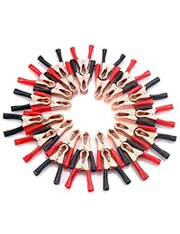 urbest 30pcs Negro Rojo 50 A Spring Loaded Cable Auto batería de coche aislado Alligator Clamp Clips