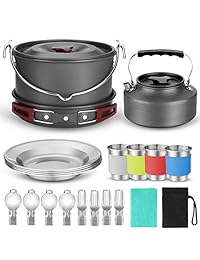 Odoland 22pcs Camping Cookware Mess Kit, Large Siz