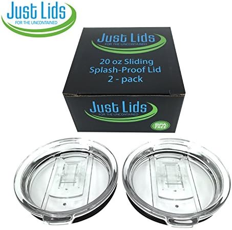 Spill Resistant Splash Proof Tritan Lid with Slider for 20 oz Stainless Steel Tumblers -REPLACEMENT LIDS Fits YETI Rambler RTIC Perfectly- 2 PACK (2, 20 oz)