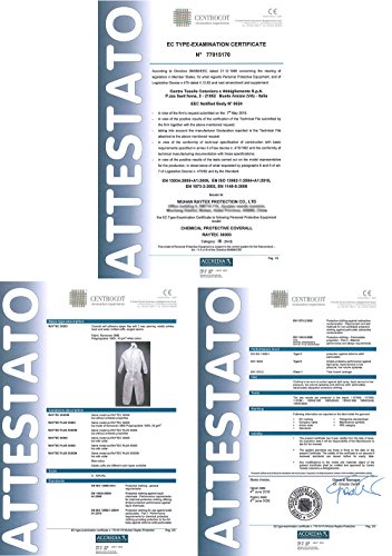 Raygard 30303 SMS Disposable Hooded Coveralls Suit Dust Chemical Protective Elastic Wrist, Ankles, Waist Zipper Front Closure for Spray Painting Medical Cleaning Work(2X-Large,White)
