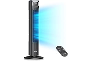 Grelife 36" Tower Fan, Bladeless Fan with 80° Oscillation, 3 Speeds, 4 Wind Modes, Touch Screen & Remote Control, 12-Hour Timer, Quiet Cooling Fan for Home Office Bedroom